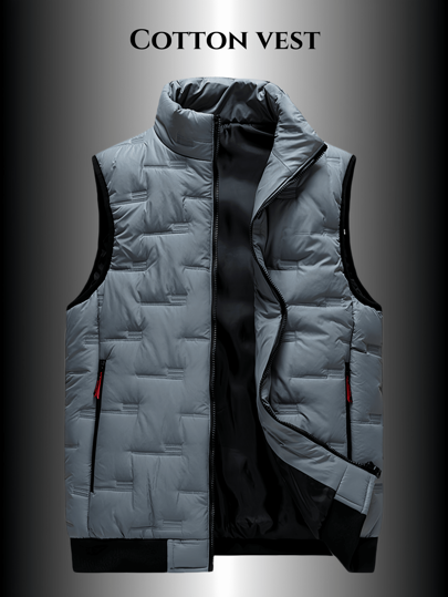 جاكيت رجالي بياقة عالية بدون أكمام مبطن حراريًا، جاكيت كاجوال متعددة الاستخدامات للرياضة والصيد في الخارج، مناسب للخريف والشتاء